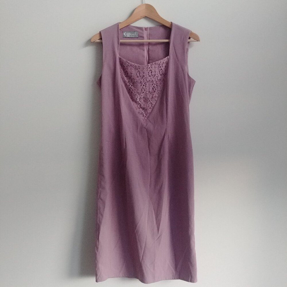 Vintage 14 fits approx M made in England purple mauve lilac sleeveless dress